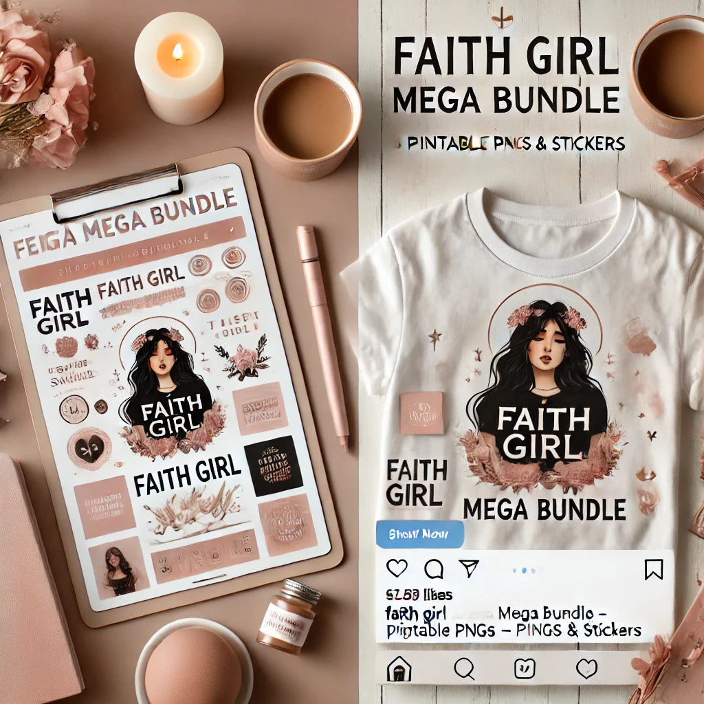 Faith Girl Merch & Sticker Bundle Printable PNG Set for T-Shirts/Journals/ Planners