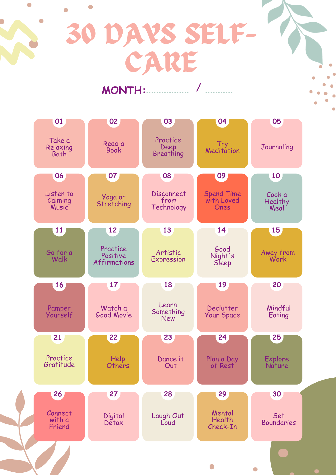 Self-Care Planner