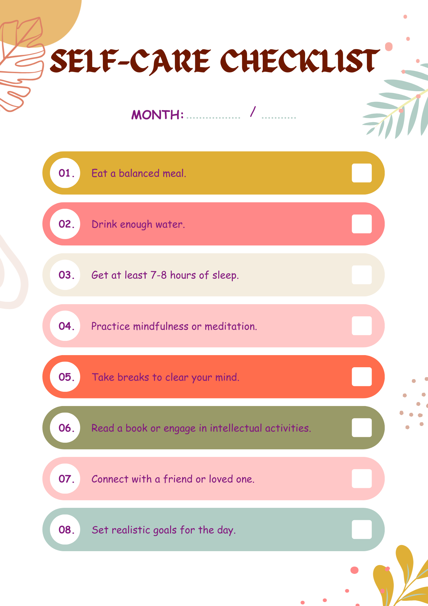 Self-Care Planner