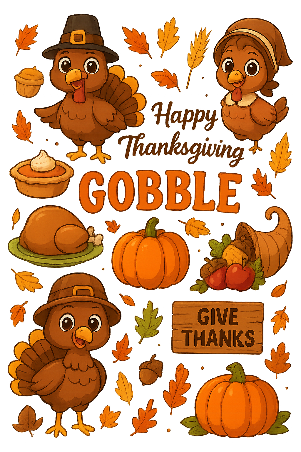 25 PNG Harvest/Thanksgiving Clipart Pack